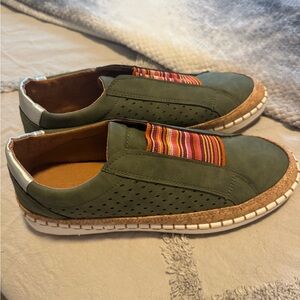 Faux Suede Green Slip-On Women’s Shoes